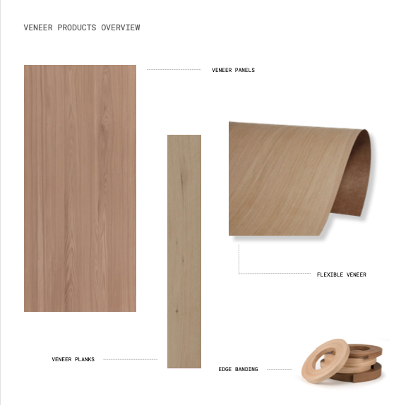 Productos de revestimiento Belgiqa - Veneer Planks, Panels, Flexible Veneer y Edge Banding